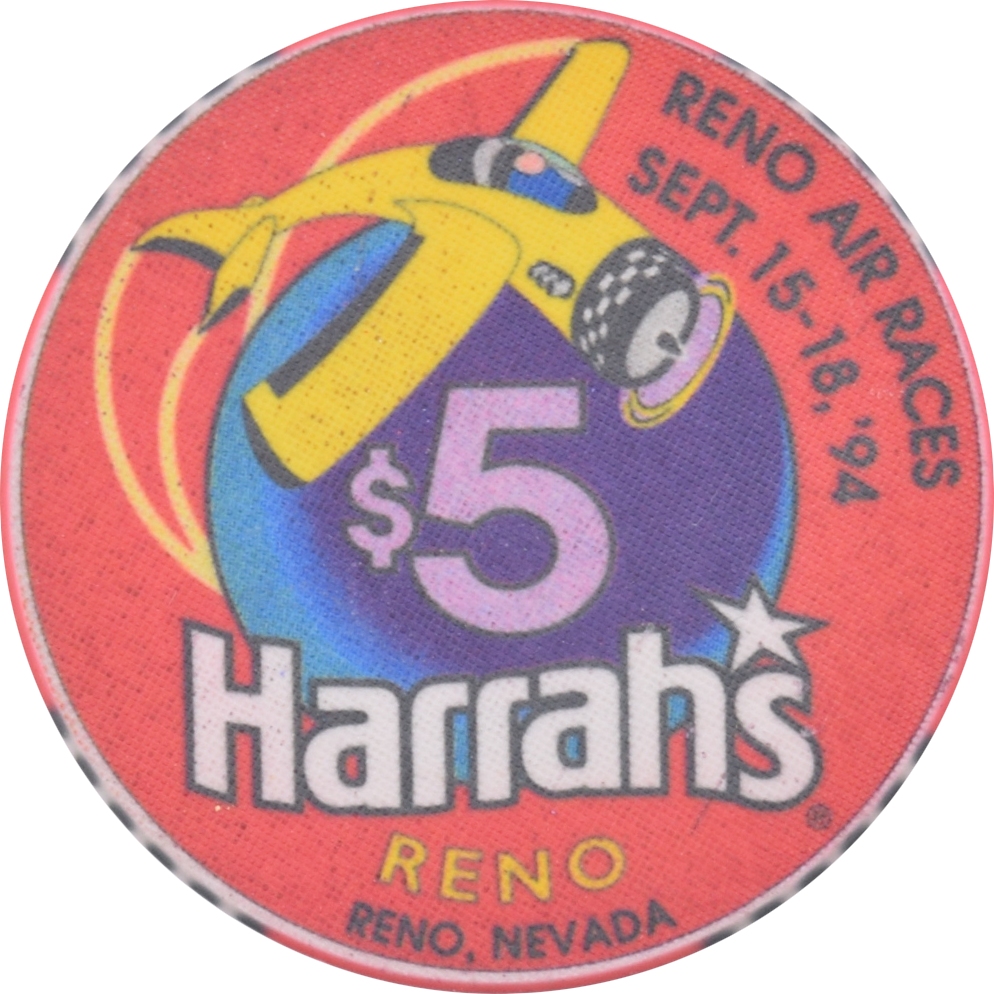 Harrah's Casino Reno Nevada $5 Reno Air Races Chip 1994