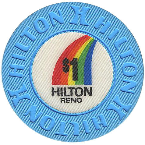 Reno Hilton $1(blue w/rainbow) chip - Spinettis Gaming - 2