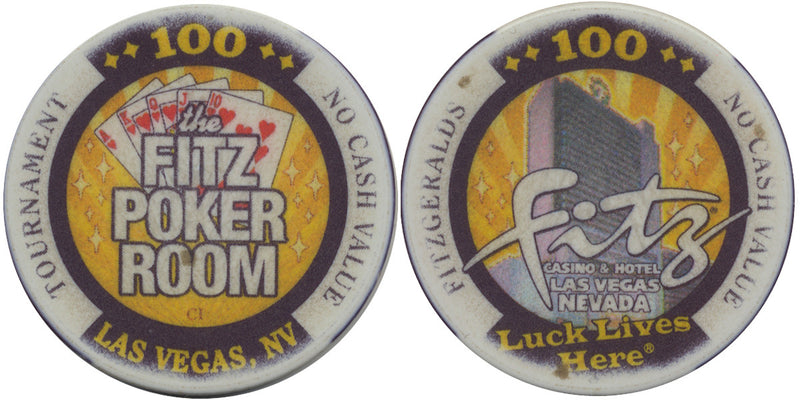 Fitzgeralds Casino Las Vegas 100 NCV (The Fitz Poker Room) Tournament Chip - Spinettis Gaming - 1