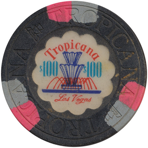 Tropicana $100 black (3-pink/gray inserts) chip - Spinettis Gaming