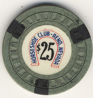 HorseShoe Club $25 green (black inserts) chip - Spinettis Gaming - 2