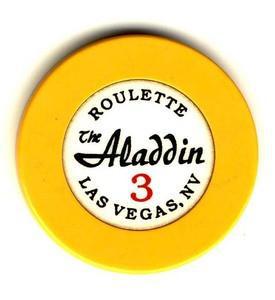 Aladdin Casino Roulette 3 yellow (1990s) Chip - Spinettis Gaming - 1