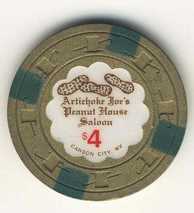 Artichoke Joes Casino Peanut house Saloon $4 Chip - Spinettis Gaming - 1