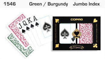 Copag 1546 Green/Burgundy Poker Size 2 deck setup - Spinettis Gaming - 1