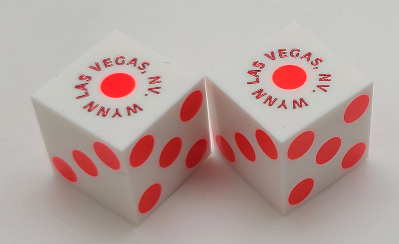 Wynn Hotel and Casino Las Vegas Nevada White/Neon Orange Dice Pair Matching Logos