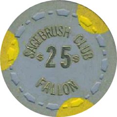 Sagebrush Club Casino Fallon Nevada $25 Chip 1956