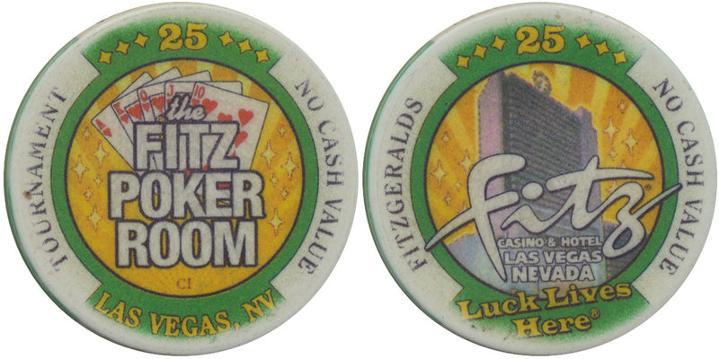 Fitzgeralds Casino Las Vegas 25 NCV (The Fitz Poker Room) Tournament Chip - Spinettis Gaming - 1