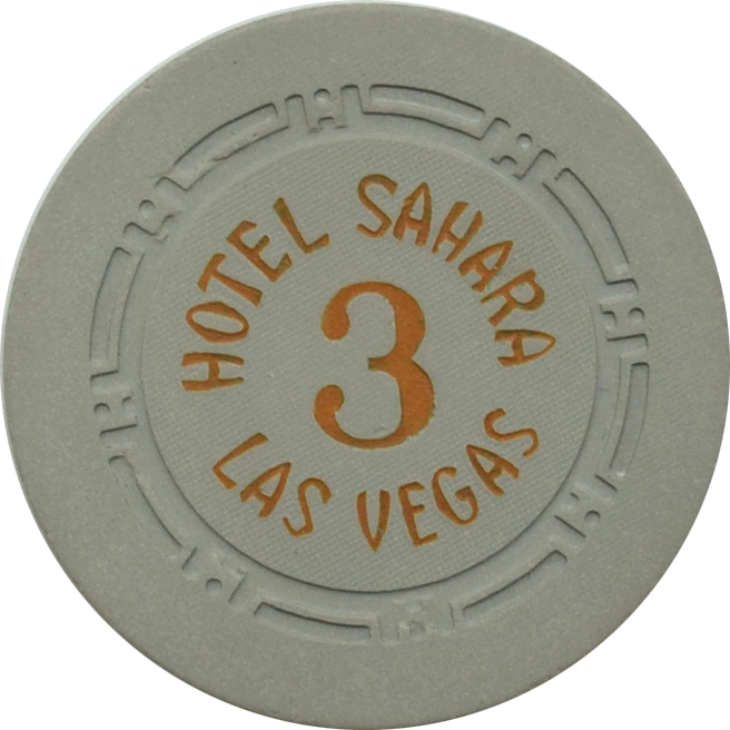 Sahara Casino Las Vegas Nevada Grey Roulette 3 Chip 1950s