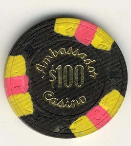 Ambassador Casino $100 (1978) Chip - Spinettis Gaming - 1