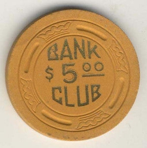 Bank Club Searchlight $5 (mustard 1946) Chip - Spinettis Gaming - 2