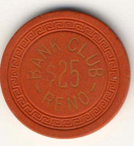 Bank Club Reno $25 (orange 1949) Chip - Spinettis Gaming - 1