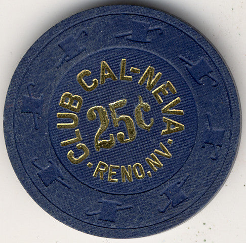 Club Cal-Neva 25 (navy 1908s) Chip - Spinettis Gaming - 2