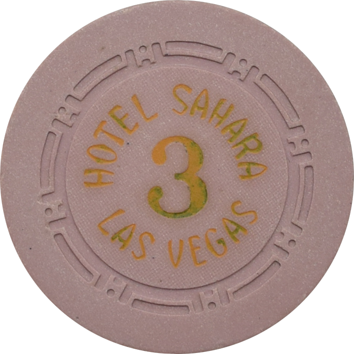 Sahara Casino Las Vegas Nevada Lavender Roulette 3 Chip 1950s