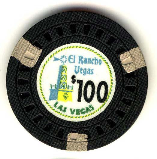 El Rancho Vegas Casino Las Vegas Nevada $100 Chip 1940s