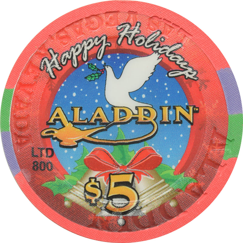 Aladdin Casino Las Vegas Nevada $5 Happy Holiday's Chip 2001