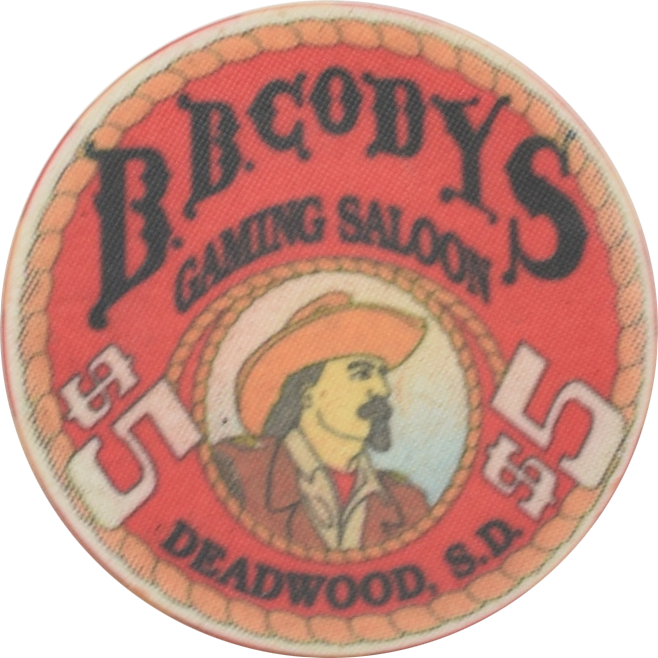 B.B. Cody's Casino Deadwood South Dakota $5 (Cowboy) Chip
