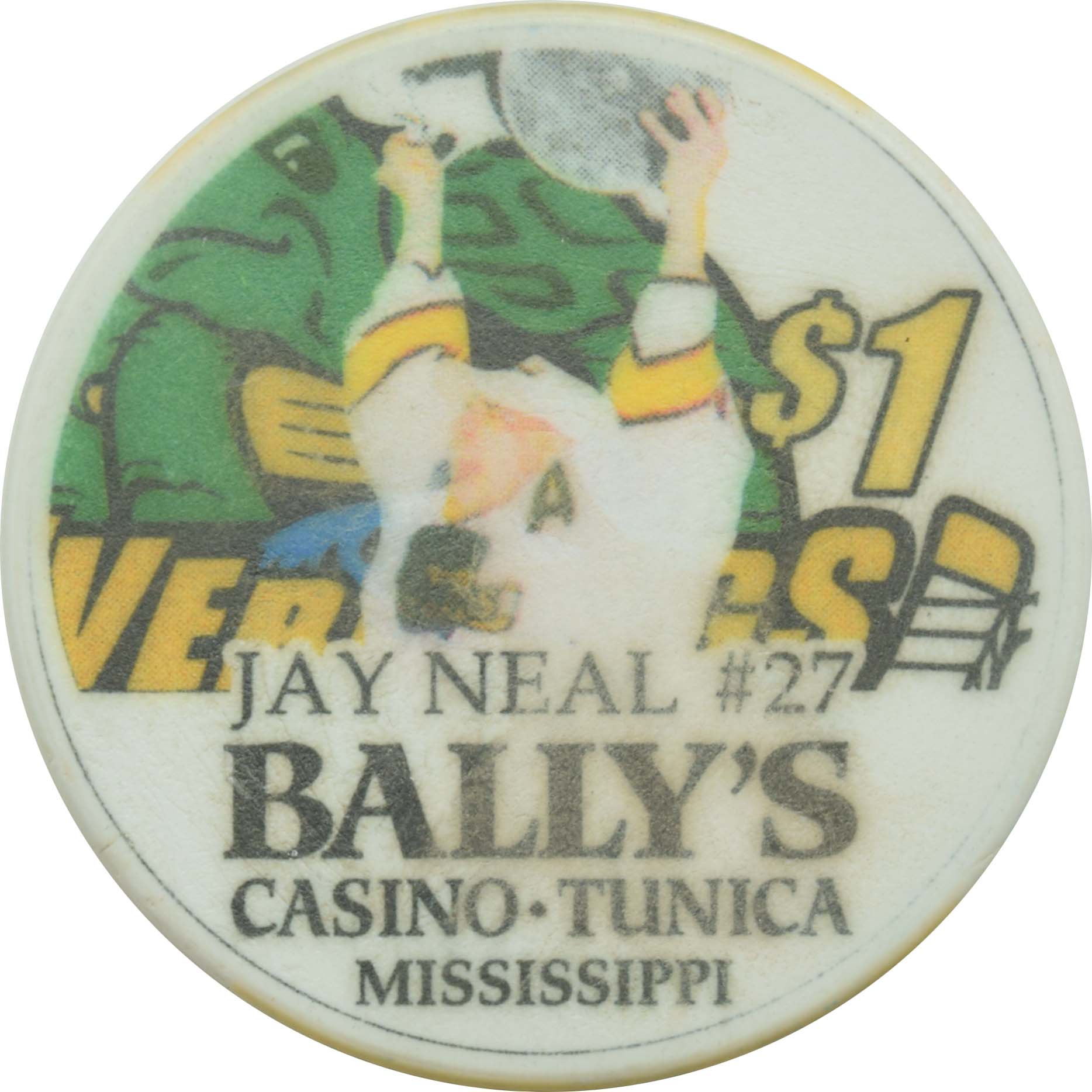 Bally's Saloon & Gambling Hall Casino Tunica Mississippi $1 Jay Neal #27 Chip