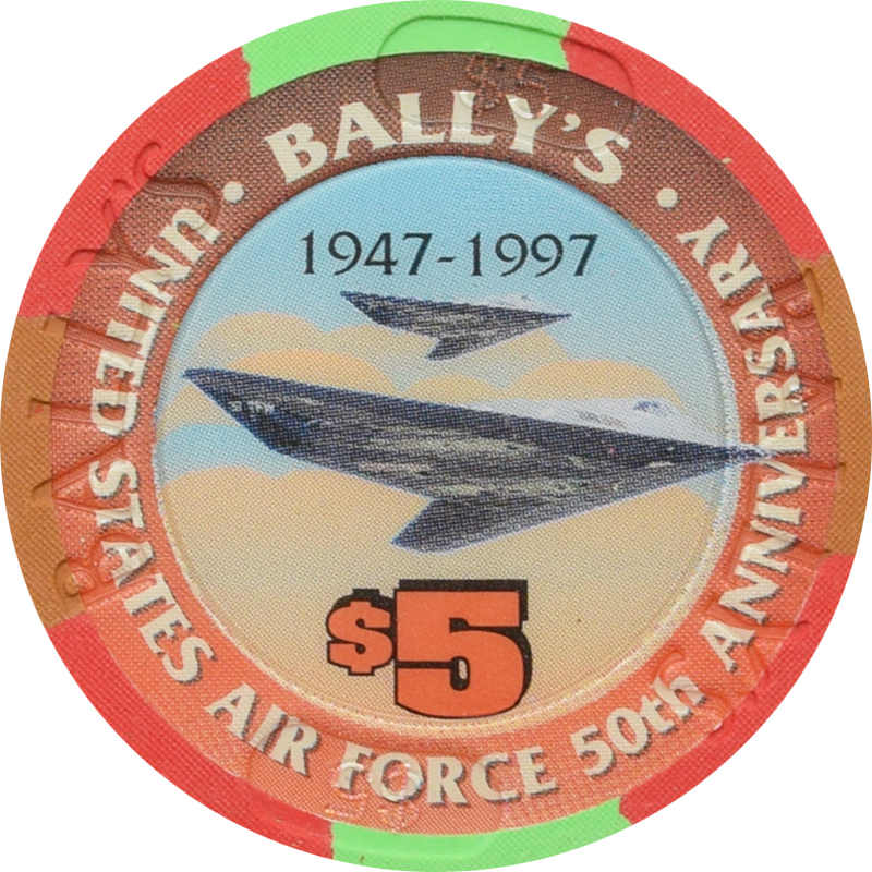 Bally's Casino Las Vegas Nevada $5 B-2 Stealth Bomber Chip 1997