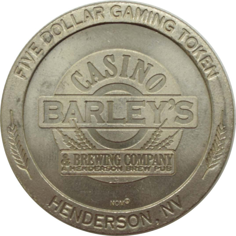 Barley's Casino & Brewing Las Vegas Nevada $5 Token 1995