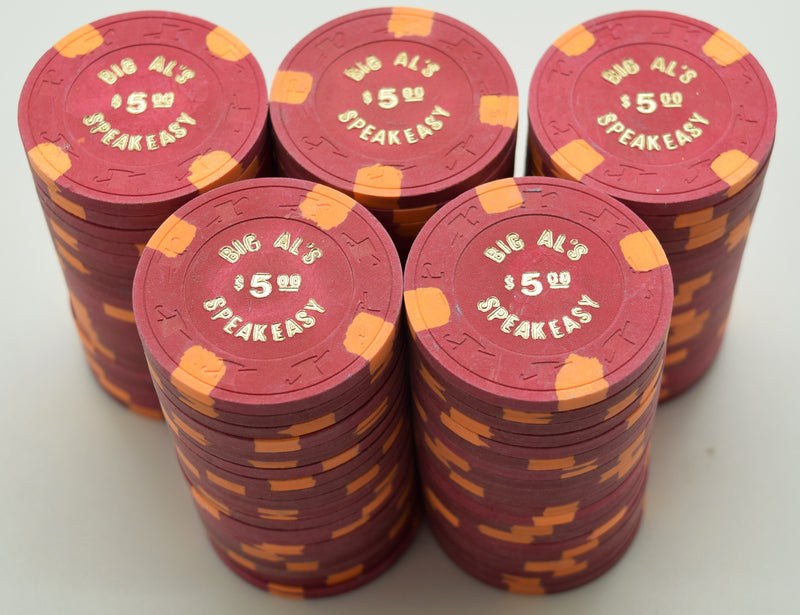 300 Authentic Big Al's Speakeasy Casino Chip Set Las Vegas Nevada