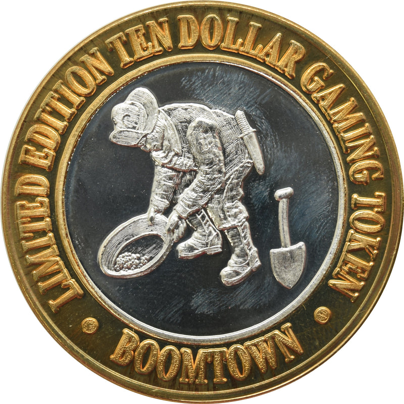 Boomtown Casino Las Vegas "Gold Panner" $10 Silver Strike .999 Fine Silver 1995