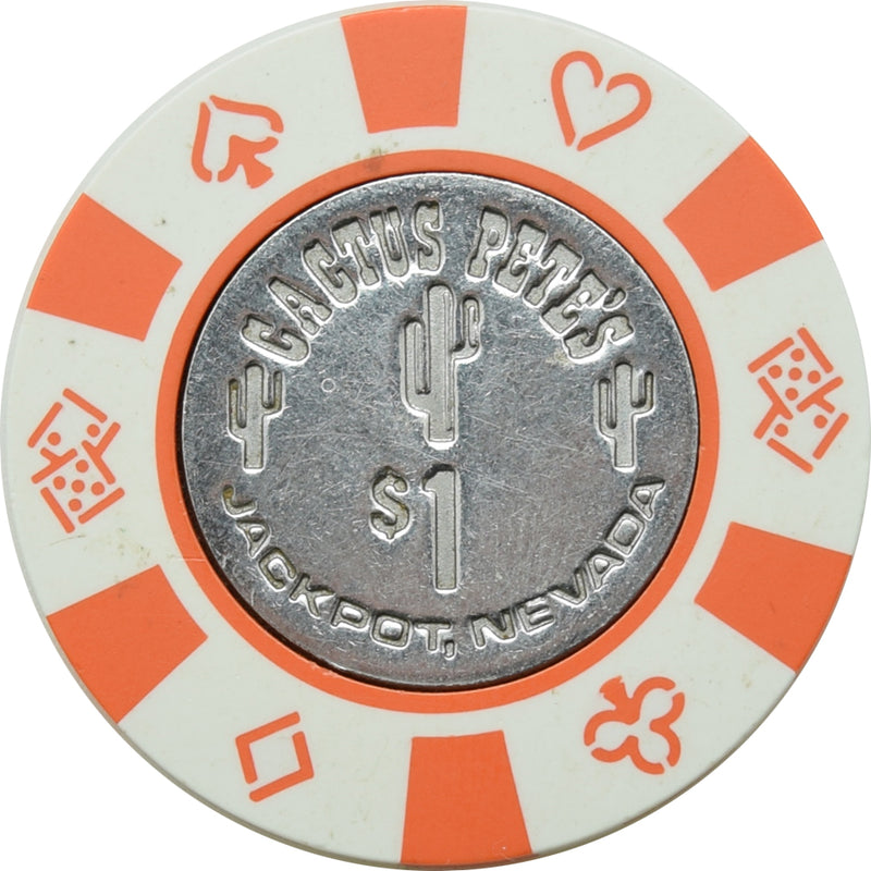 Cactus Pete's Casino Jackpot Nevada $1 Chip 1981 (with Dice)