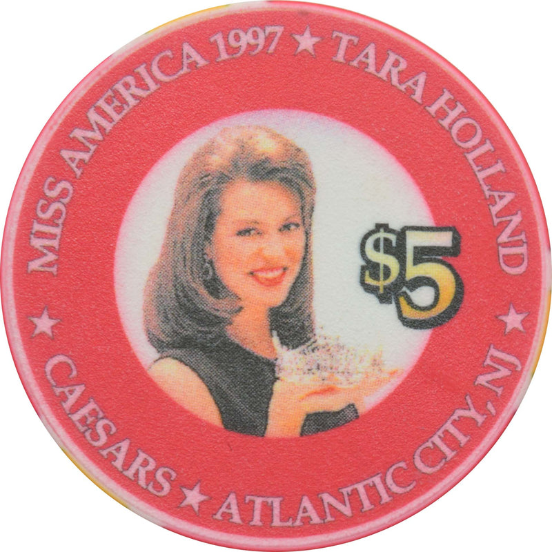 Caesars Casino $5 Chip Atlantic City New Jersey Tara Holland Miss America 1997