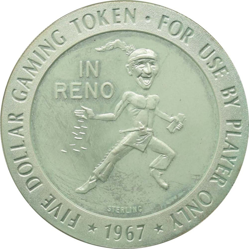 Club Cal-Neva Casino Reno Nevada $5 Sterling Silver Token 1967