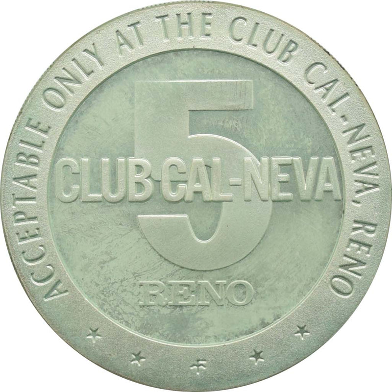 Club Cal-Neva Casino Reno Nevada $5 Sterling Silver Token 1967
