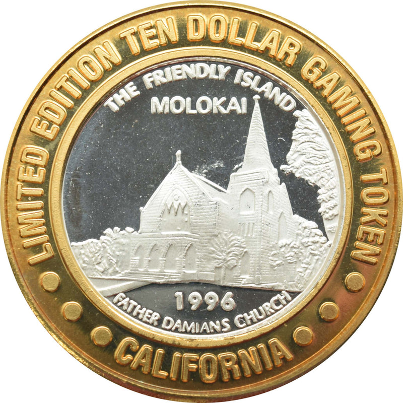 California Hotel Casino Las Vegas "Molokai, The Friendly Island" $10 Silver Strike .999 Fine Silver 1996