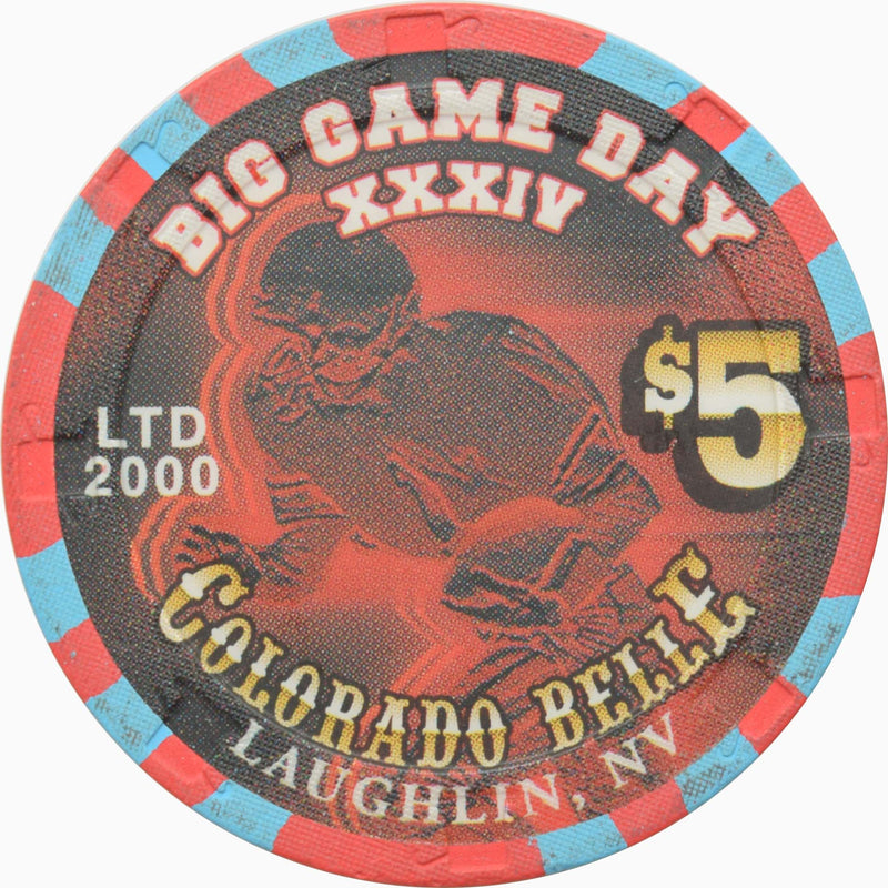 Colorado Belle Casino Laughlin Nevada $5 The Big Game Day XXIV Chip 2000