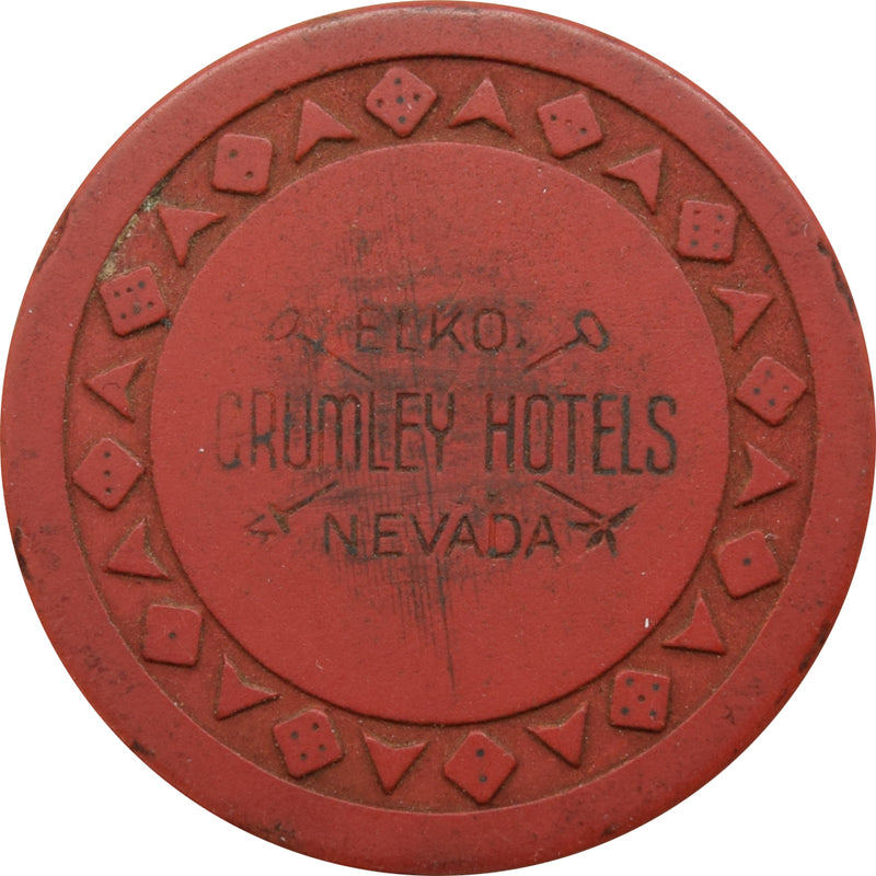 Crumley Hotels Casino Elko Nevada Dk Red Chip 1953