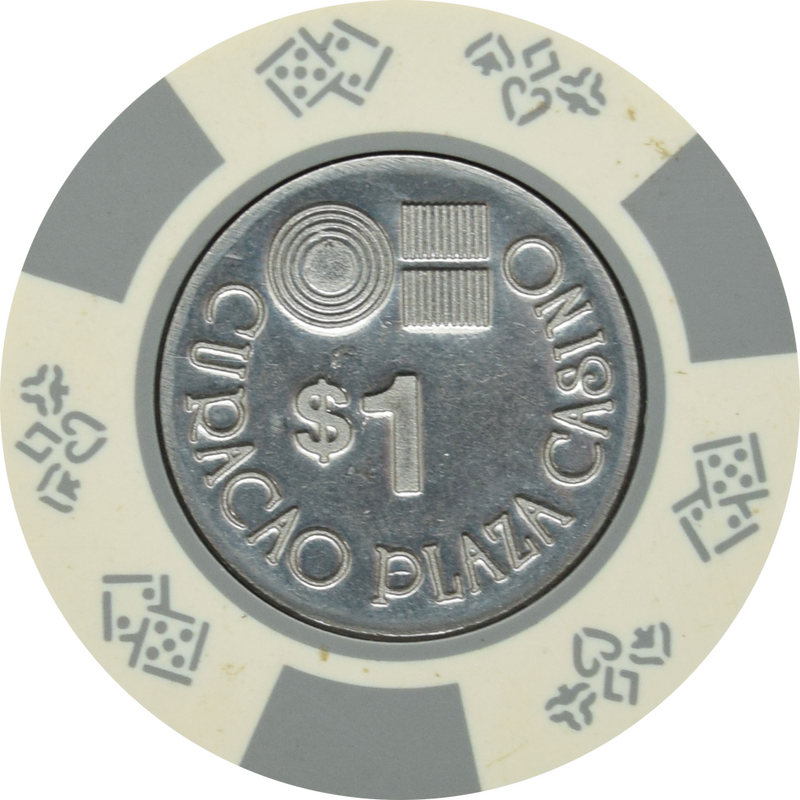 Curacao Plaza Casino Willemstad Curacao $1 White/3 Grey Chip