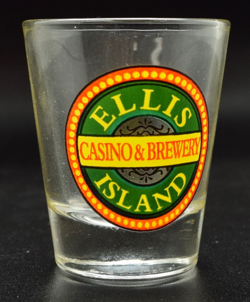 Ellis Island Casino Las Vegas Nevada "Casino & Brewery" Green Logo Shot Glass