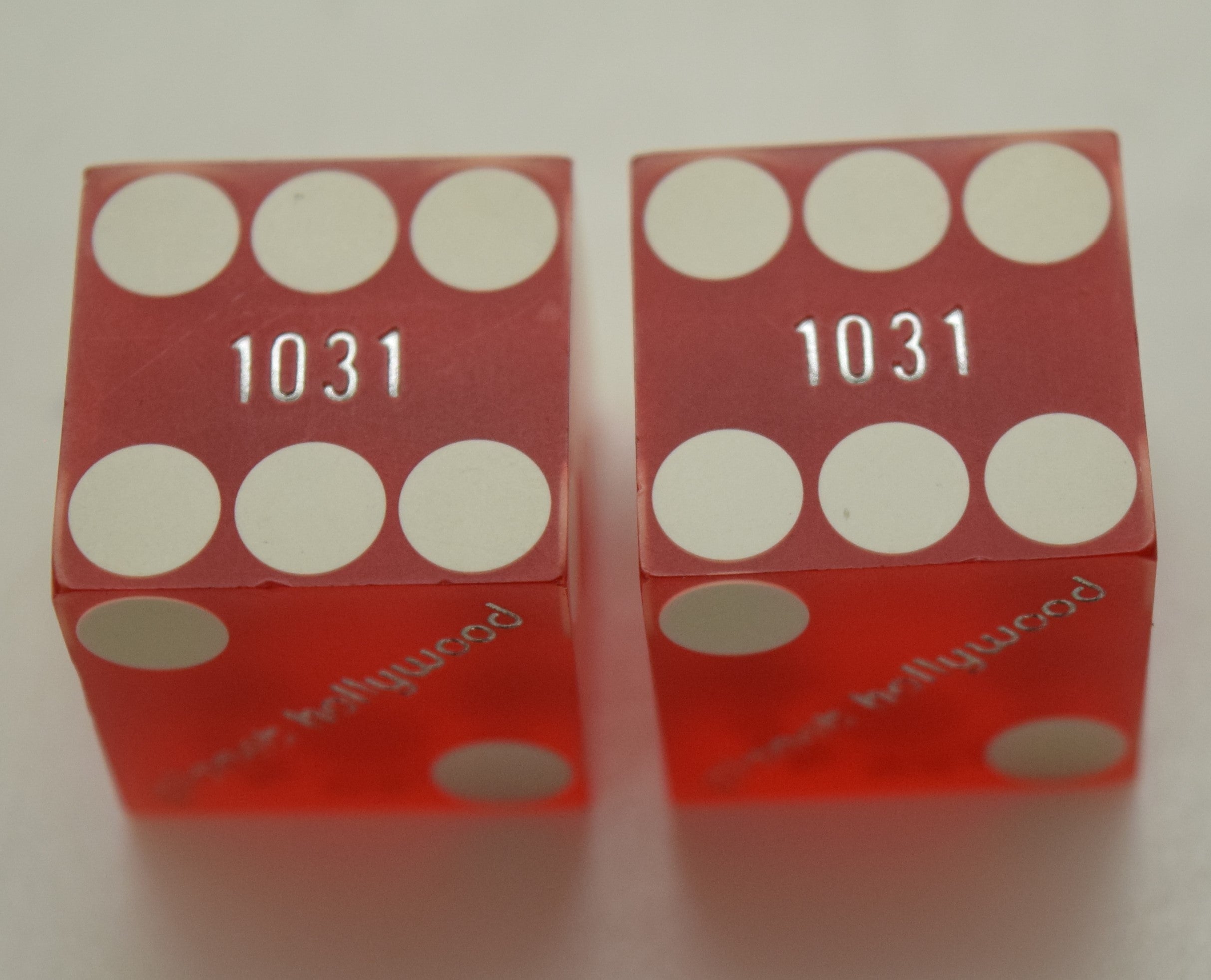 Planet Hollywood Hotel and Casino Used Matching Numbers Casino Red Dice Pair