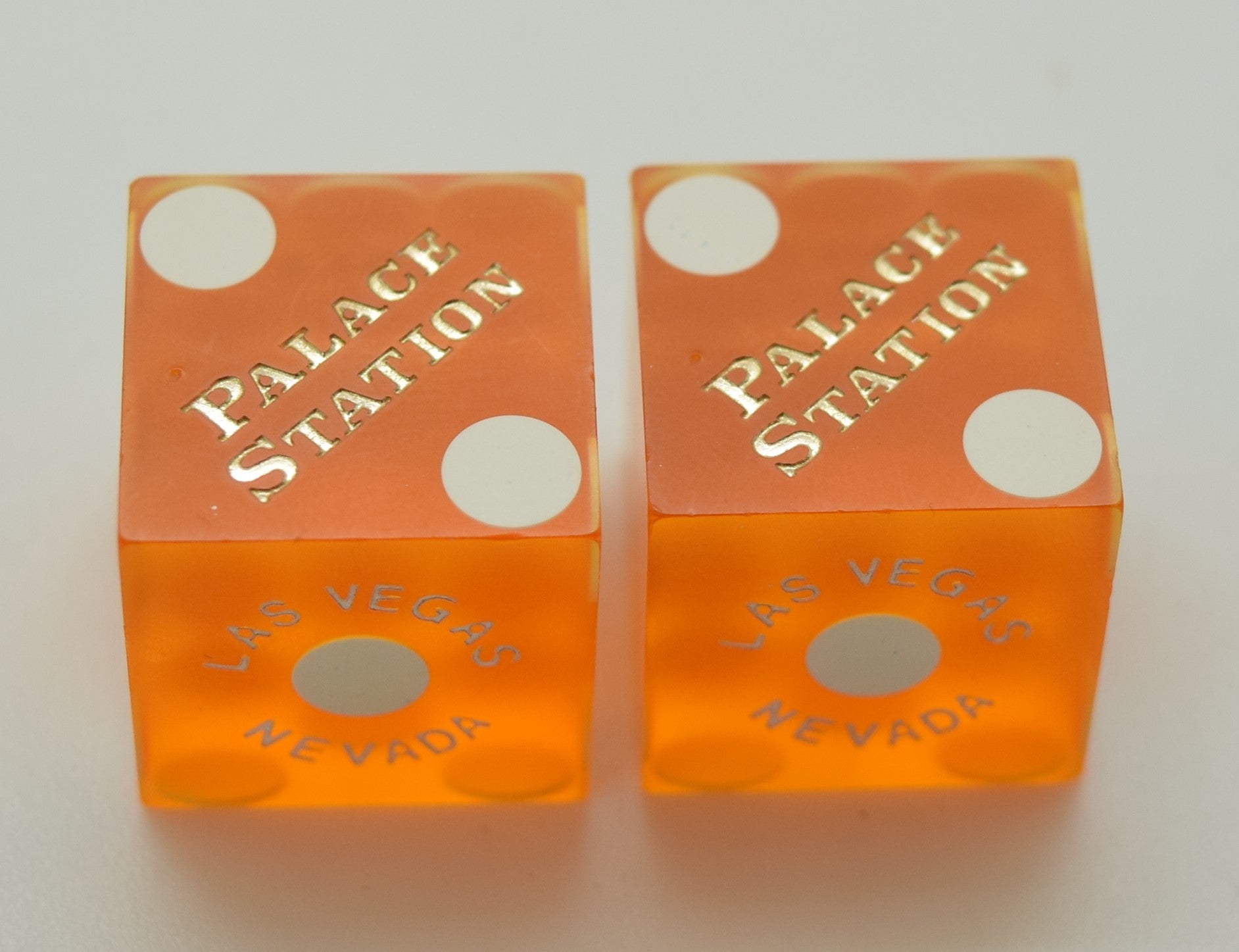 Palace Station Casino Las Vegas Yellow Casino Used Pair of Dice