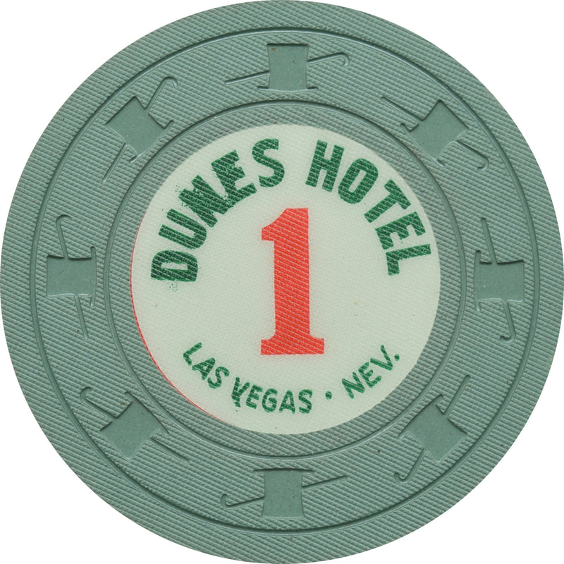 Dunes Casino Las Vegas Nevada 1 Green/Gray LGN Chip 1960