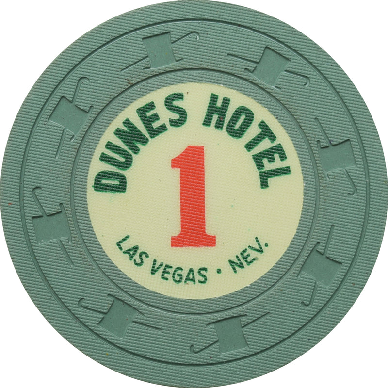 Dunes Casino Las Vegas Nevada 1 Green/Gray LGN Chip 1960