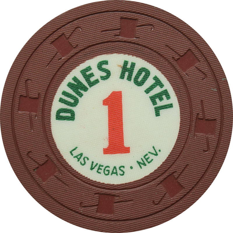 Dunes Casino Las Vegas Nevada 1 Roulette Brown Chip 1960