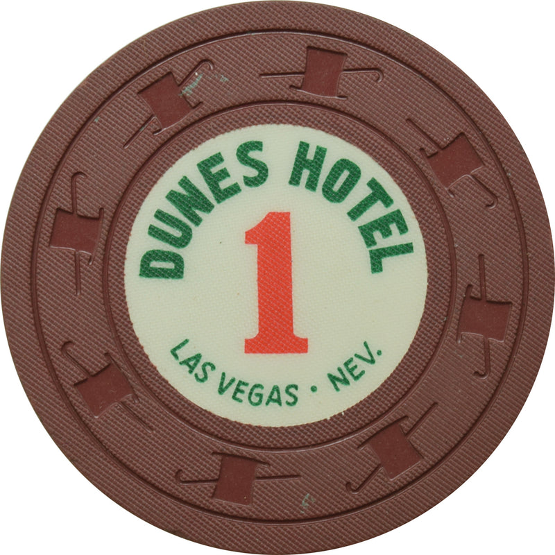 Dunes Casino Las Vegas Nevada 1 Roulette Brown Chip 1960
