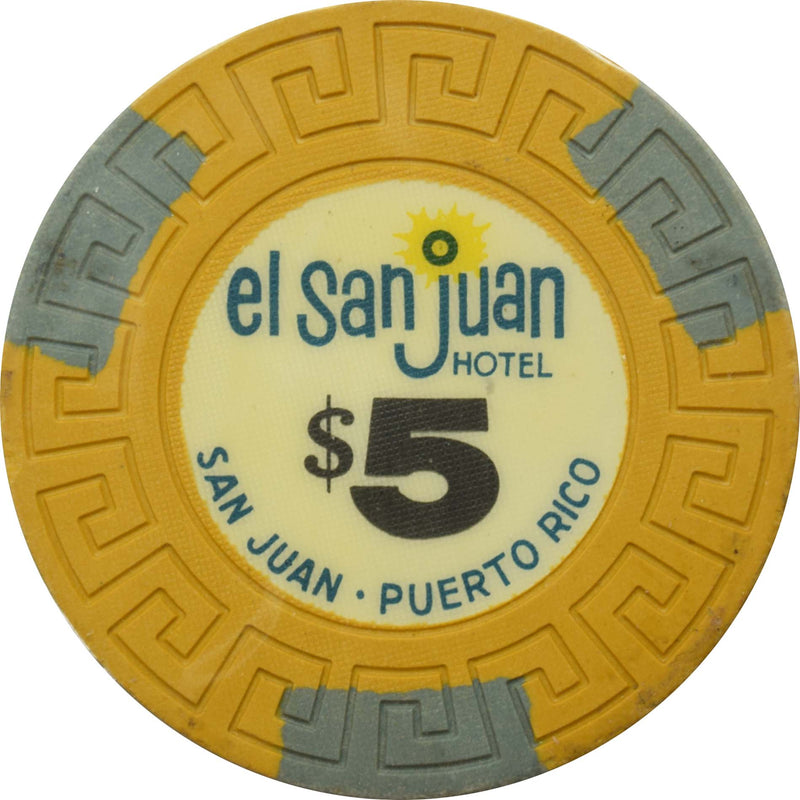 El San Juan Hotel Casino Isla Verde Puerto Rico $5 LgKey Chip