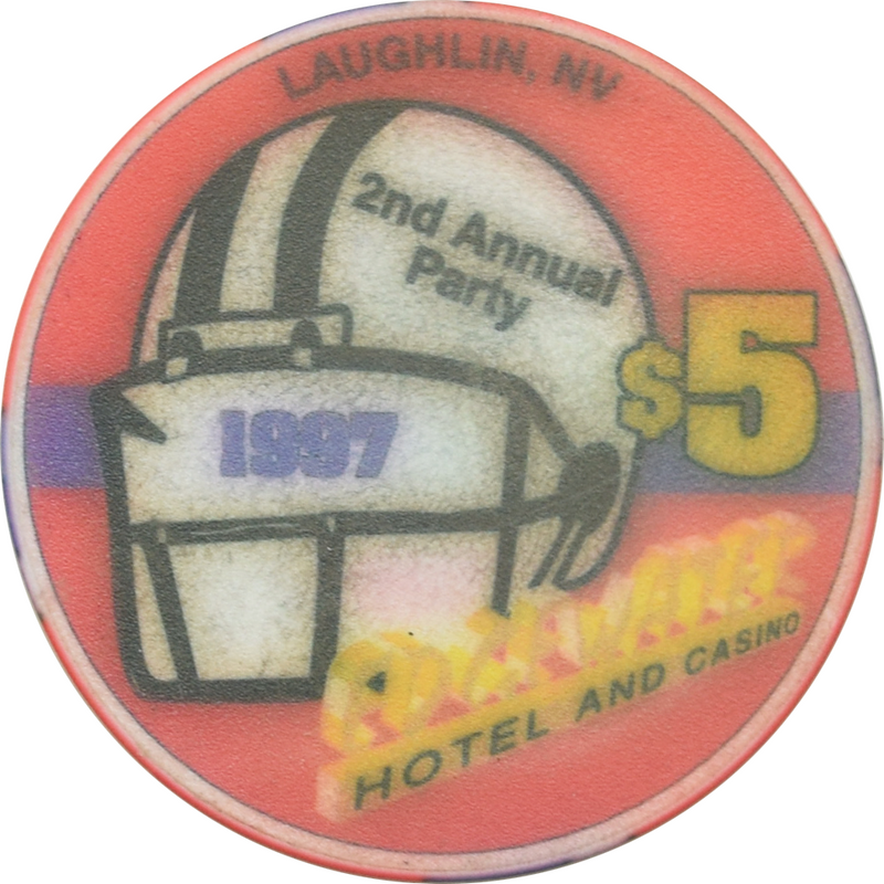 Edgewater Casino Laughlin Nevada $5 Football Super Sunday XXXII Chip 1997