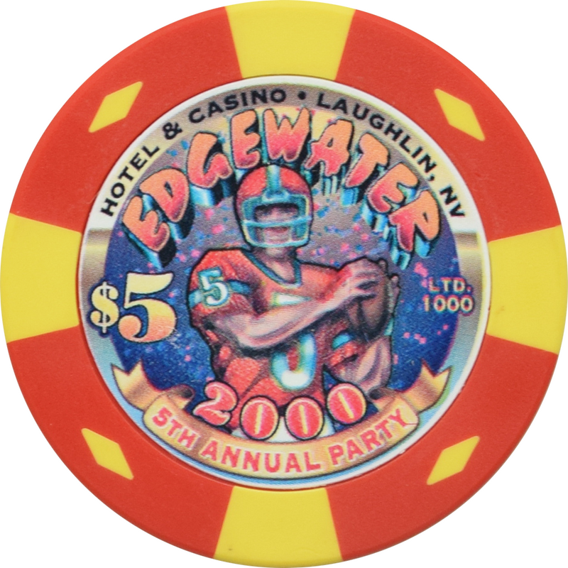 Edgewater Casino Laughlin Nevada $5 5th Annual Football Party Chip 2000