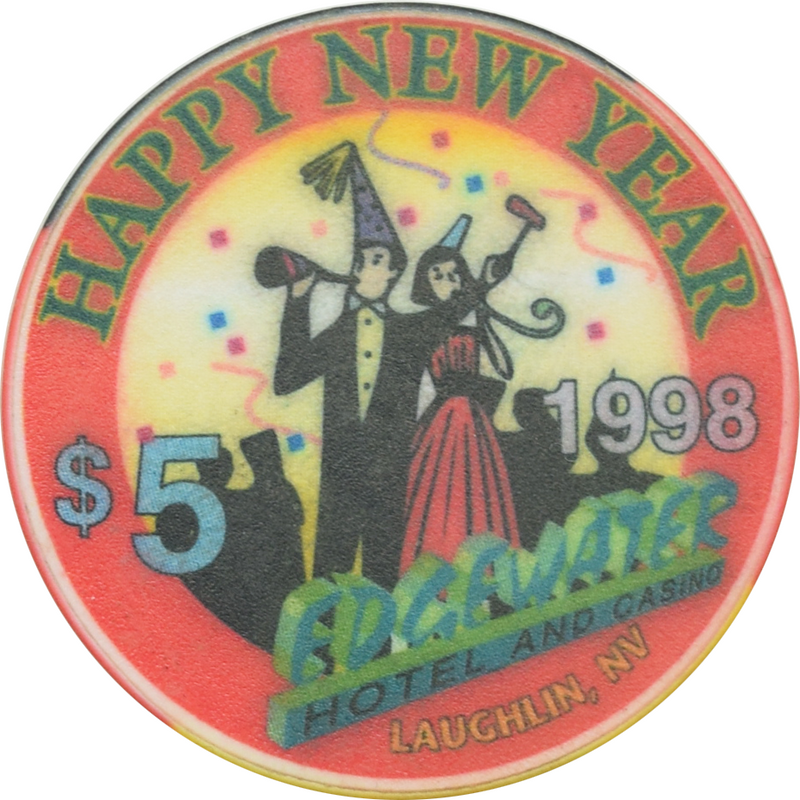 Edgewater Casino Laughlin Nevada $5 New Years Chip 1997