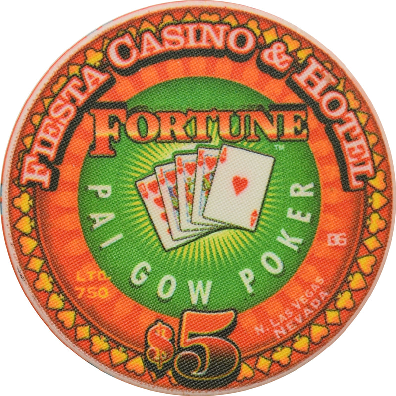Fiesta Casino North Las Vegas Nevada $5 Fortune Pai Gow Hearts Chip 2002