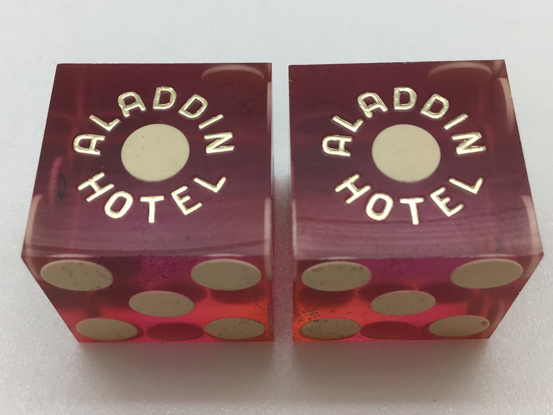 Aladdin Hotel Las Vegas Red Dice Pair Marked Vintage