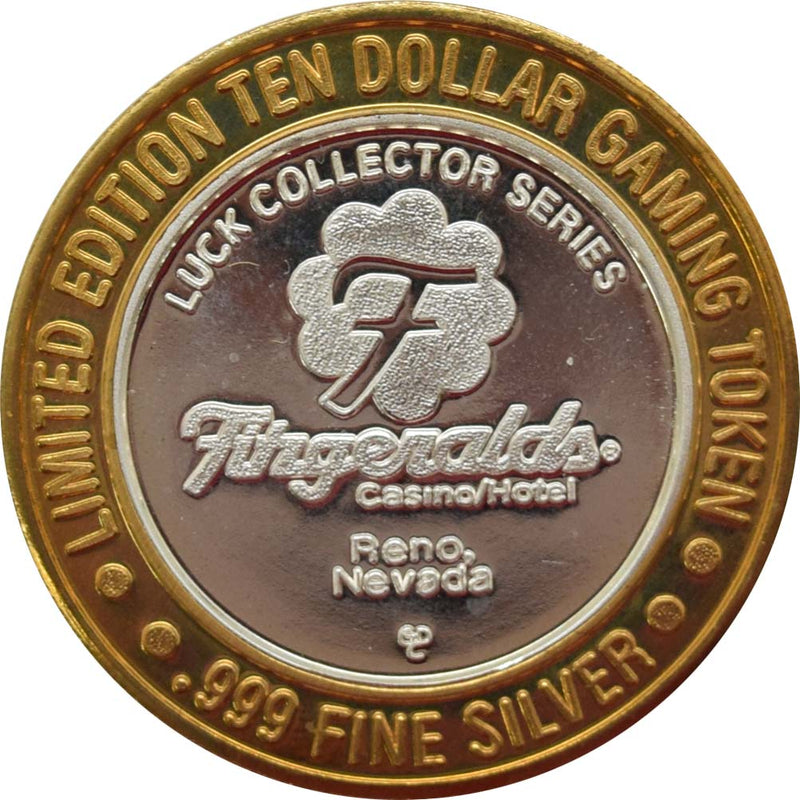 Fitzgeralds Casino Las Vegas "Pot of Gold & Mr. O'Lucky" $10 Silver Strike .999 Fine Silver 1995