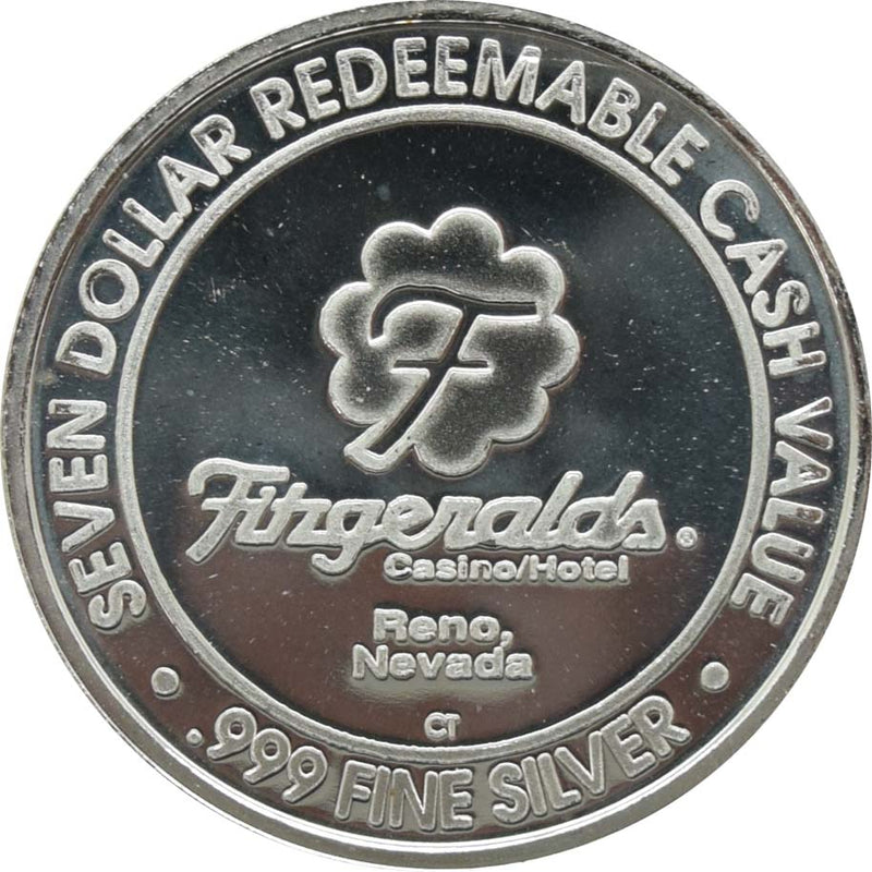 Fitzgeralds Casino Reno Nevada $7 Leprechaun .999 Fine Silver Token 1993