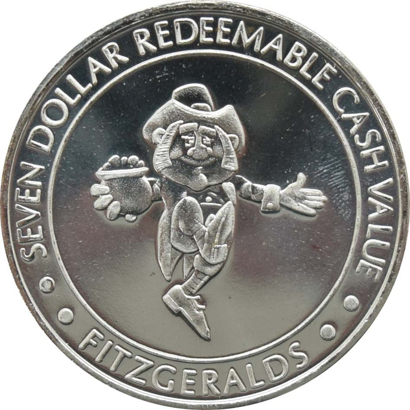 Fitzgeralds Casino Reno Nevada $7 Leprechaun .999 Fine Silver Token 1993