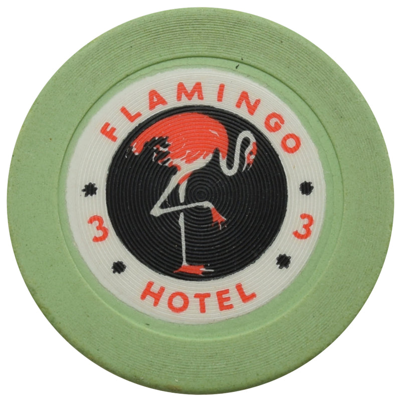 Flamingo Casino Las Vegas Nevada Roulette 3 Green Chip 1950